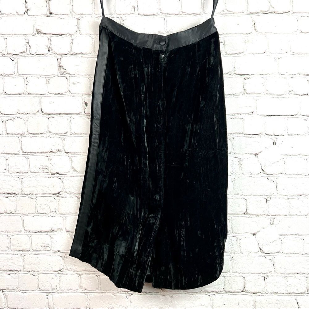 Vintage 80s Morgan TaylorCrushed Velvet Tuxedo Striped Pencil Skirt - Picture 2 of 10
